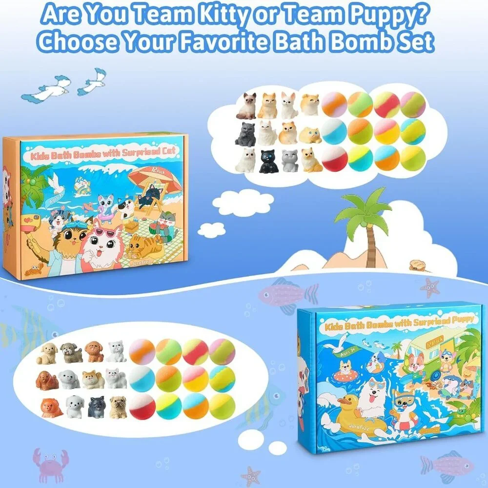Bath Bombs for Kids with Surprise Inside, 24 Pack Kids BathBombs with Puppy & Ca